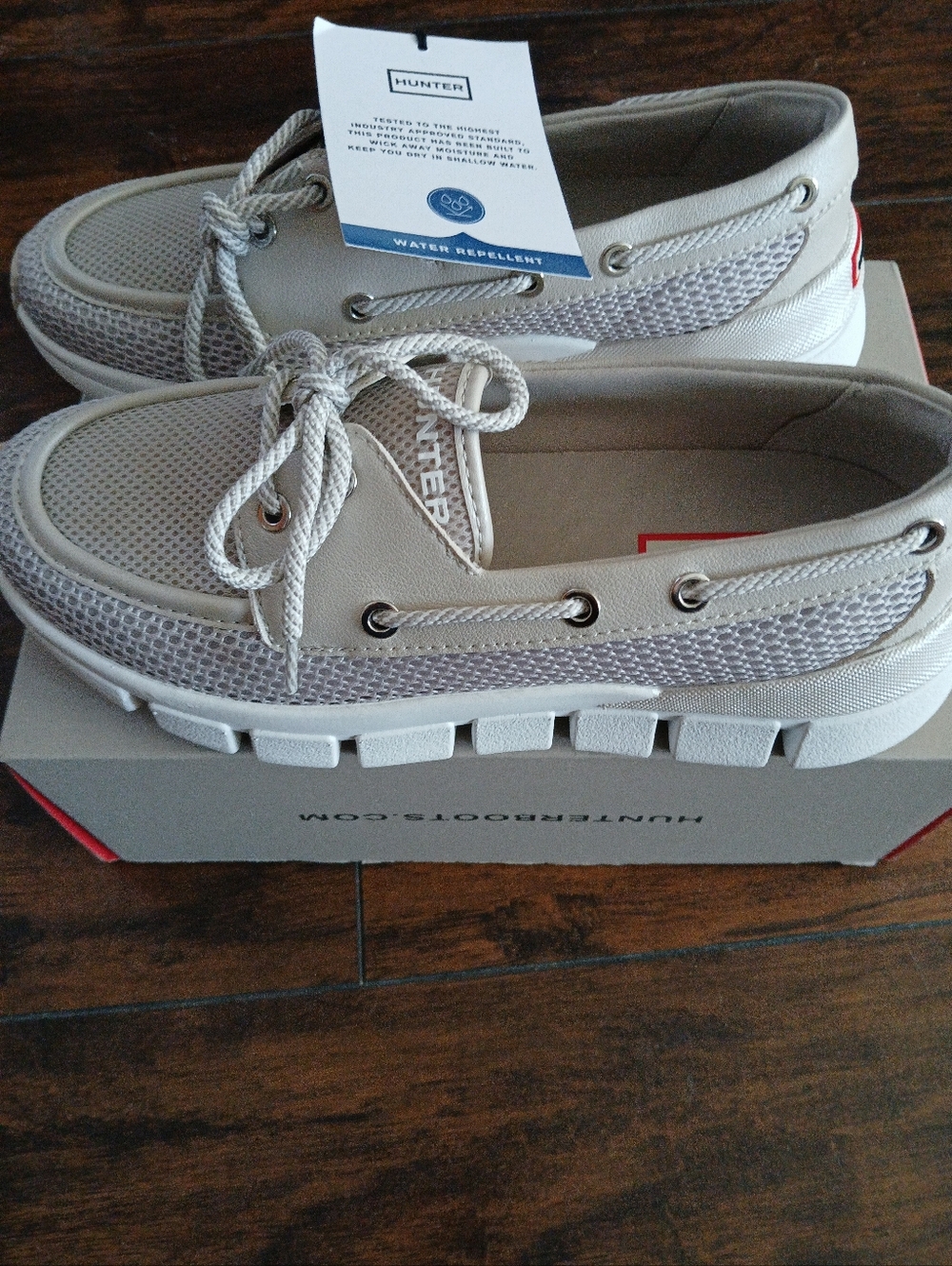 Hunter Women's Light Beige Mesh Boat Shoes